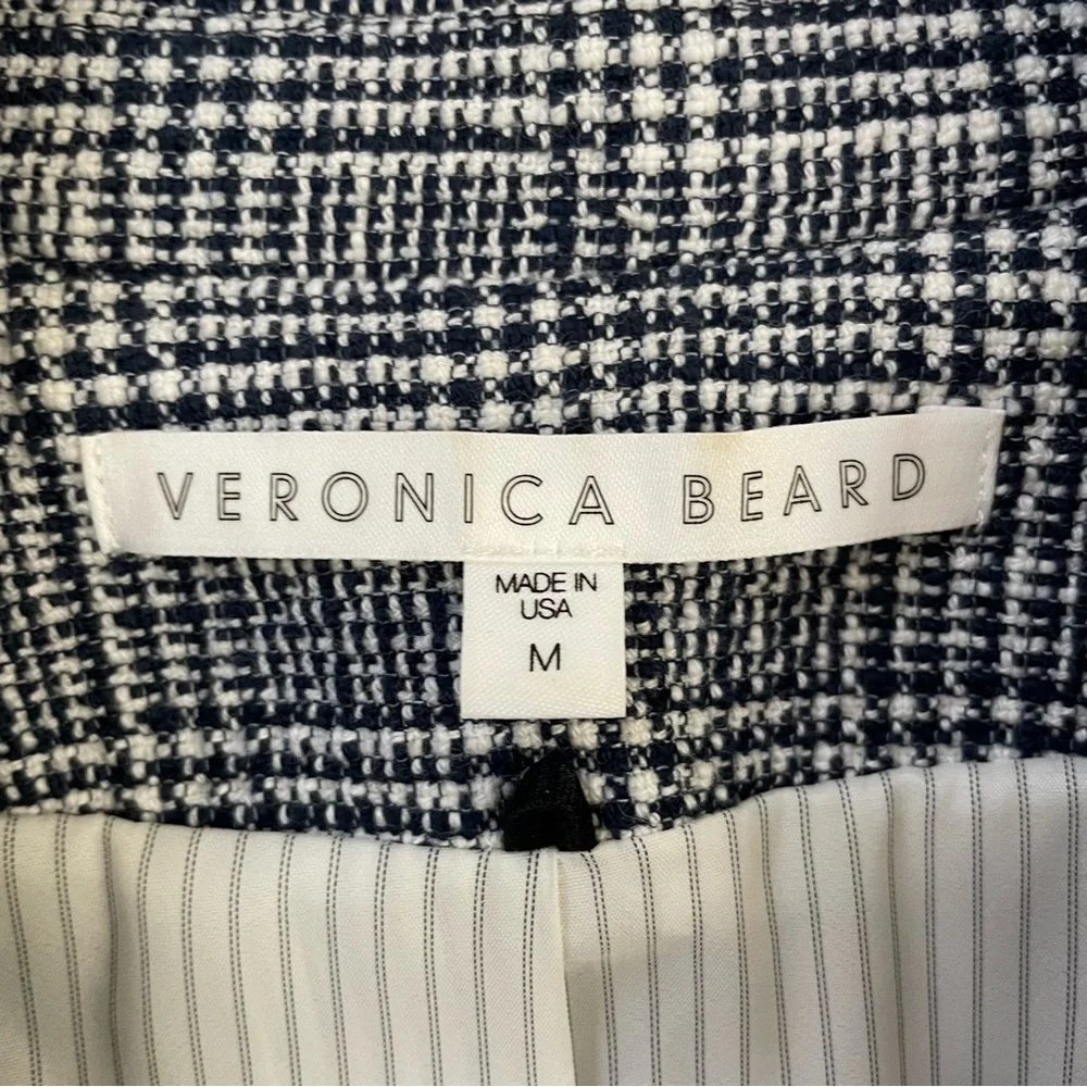 Veronica Beard Fiona Plaid Check Tweed Coat Size Medium Blue Multi